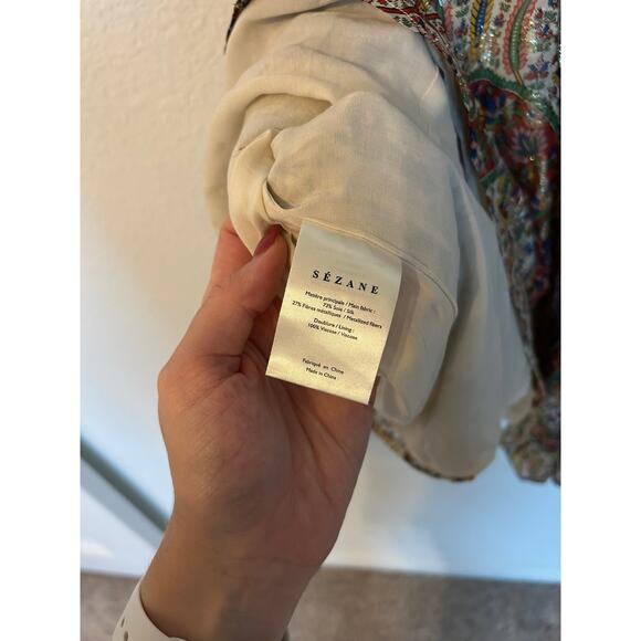 Sézane Paula Metallic Shimmer Silk Midi Dress Paisley - Picture 8 of 8